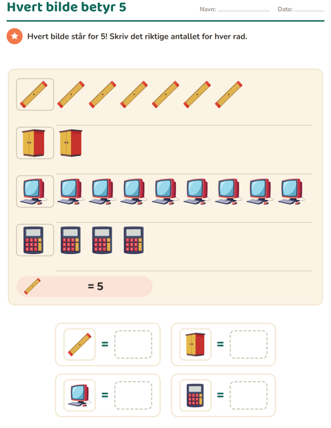 Forhåndsvisning av Diagram og data-arbeidsark med Klasserom for 3. trinn