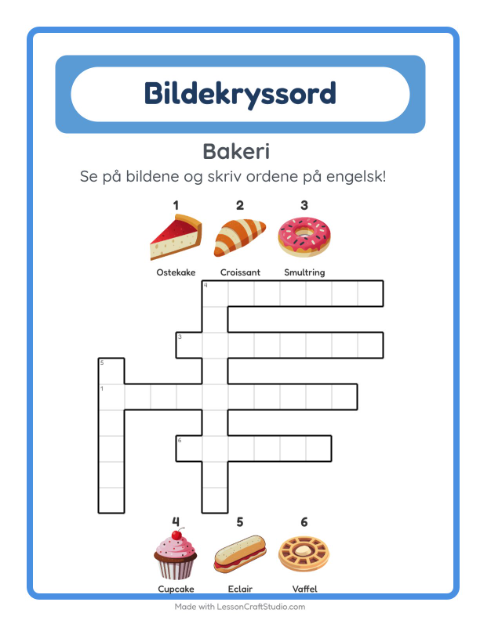 Engelsk bildekryssord – Bakeri
