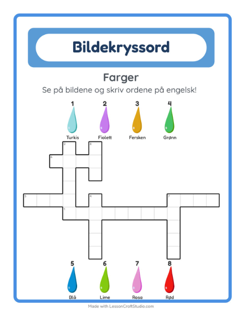 Engelsk bildekryssord – Farger