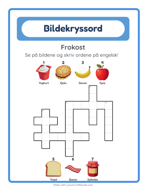 Engelsk bildekryssord – Frokost