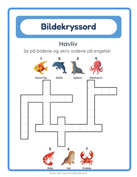 Engelsk bildekryssord – Havliv