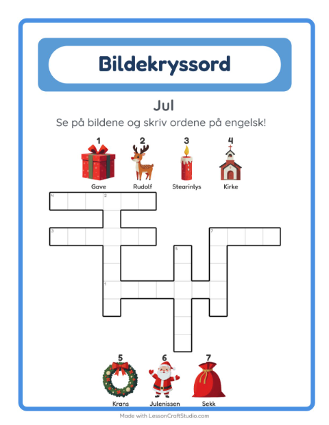 Engelsk bildekryssord – Jul