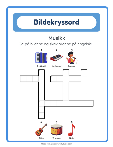 Engelsk bildekryssord – Musikk