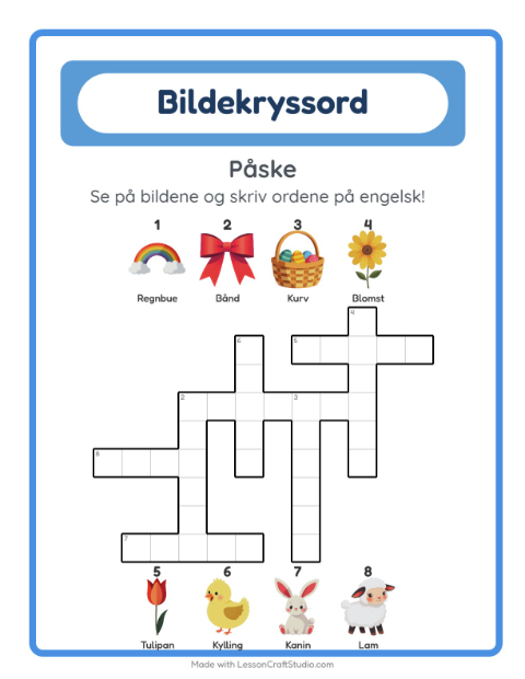 Engelsk bildekryssord – Påske