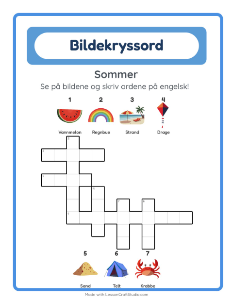 Engelsk bildekryssord – Sommer
