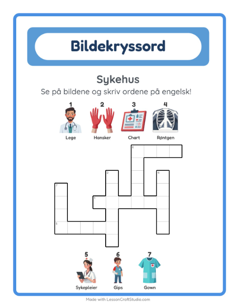 Engelsk bildekryssord – Sykehus