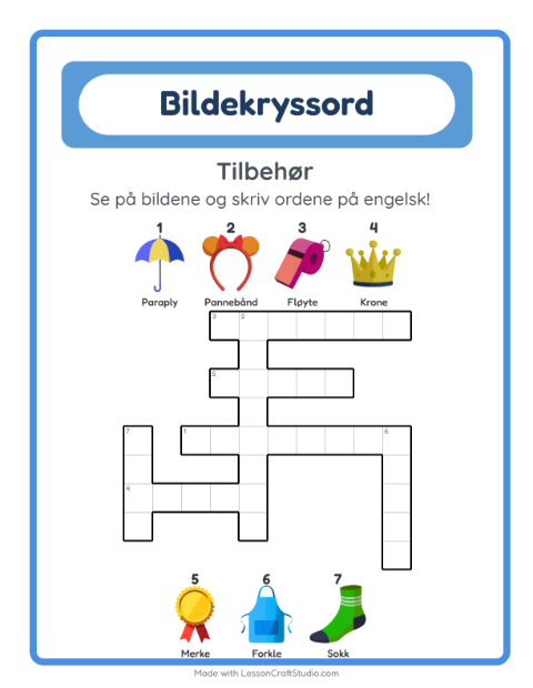 Engelsk bildekryssord – Tilbehør