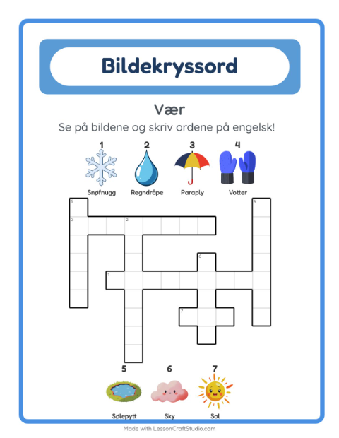 Engelsk bildekryssord – Vær