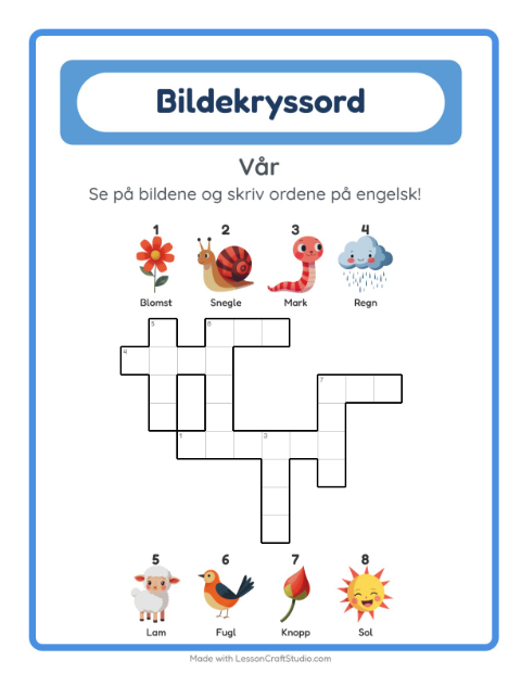 Engelsk bildekryssord – Vår