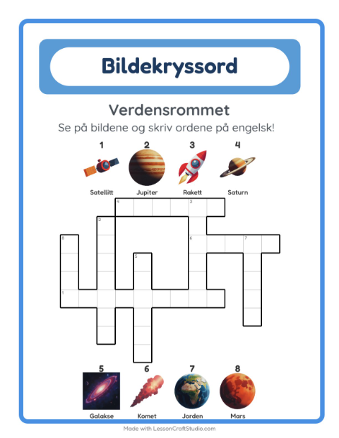 Engelsk bildekryssord – Verdensrommet