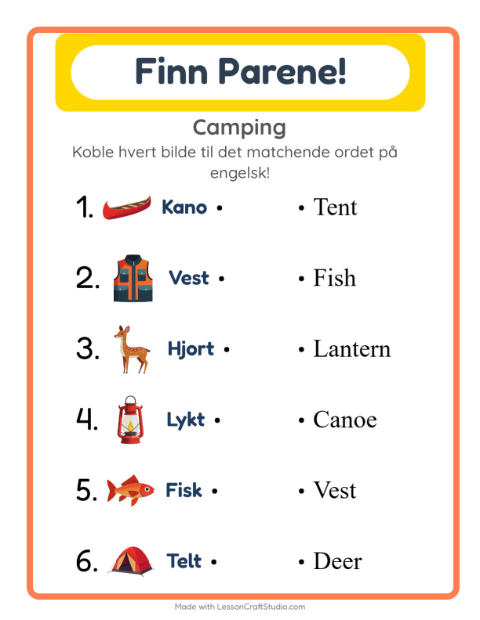 Engelsk bildematching – Camping