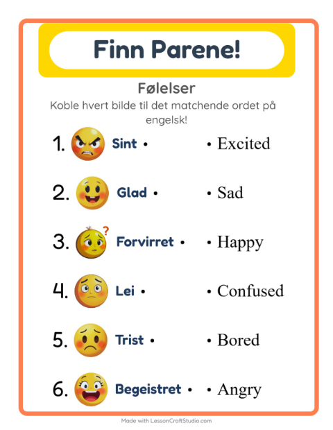 Engelsk bildematching – Følelser