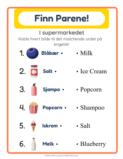 Engelsk bildematching – I supermarkedet
