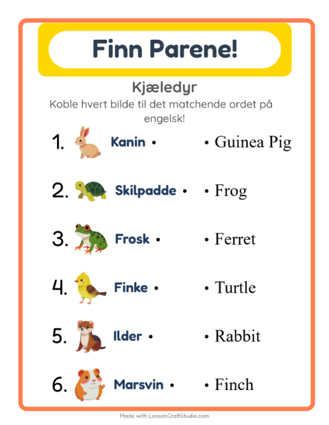Engelsk bildematching – Kjæledyr