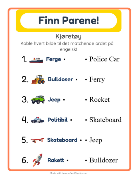 Engelsk bildematching – Kjøretøy