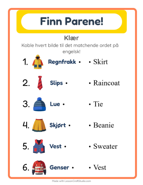 Engelsk bildematching – Klær