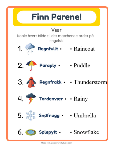 Engelsk bildematching – Vær