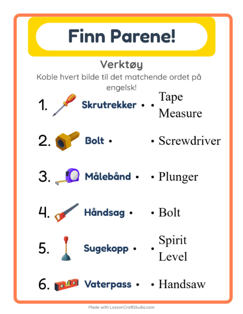 Engelsk bildematching – Verktøy