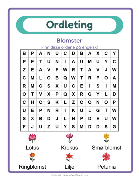 Engelsk ordleting – Blomster