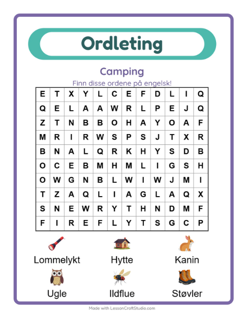 Engelsk ordleting – Camping