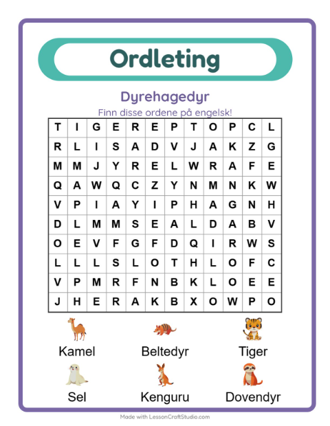 Engelsk ordleting – Dyrehagedyr