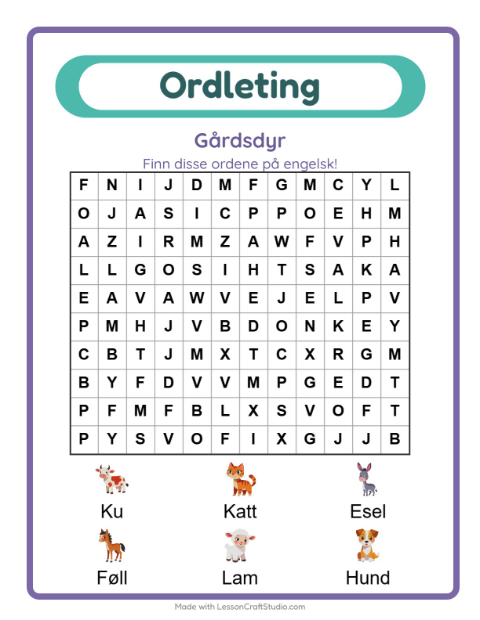 Engelsk ordleting – Gårdsdyr