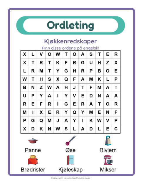 Engelsk ordleting – Kjøkkenredskaper