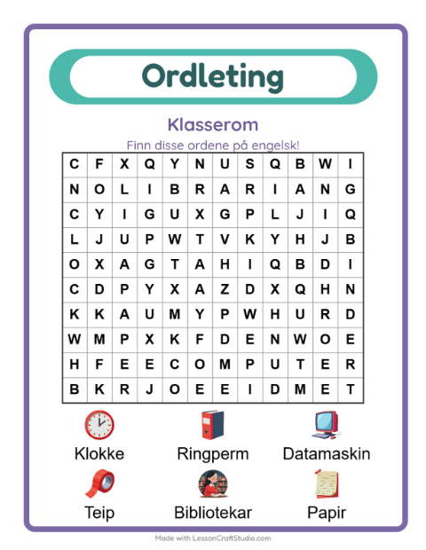 Engelsk ordleting – Klasserom