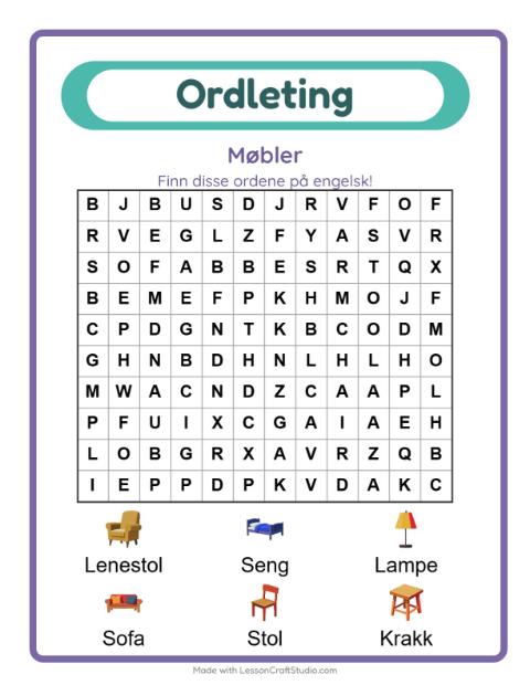 Engelsk ordleting – Møbler