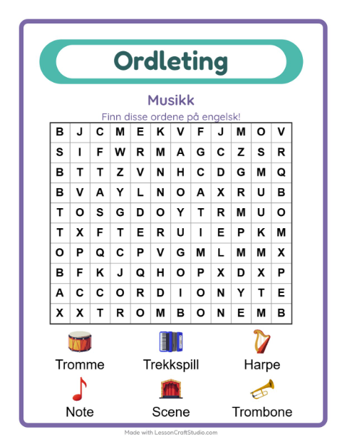 Engelsk ordleting – Musikk