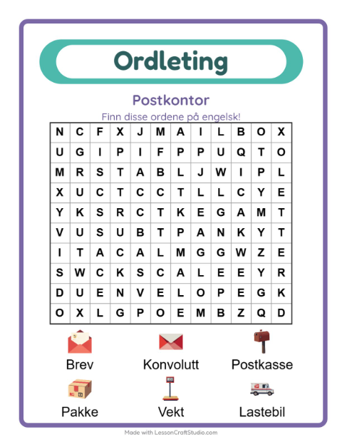 Engelsk ordleting – Postkontor
