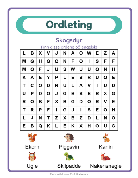 Engelsk ordleting – Skogsdyr