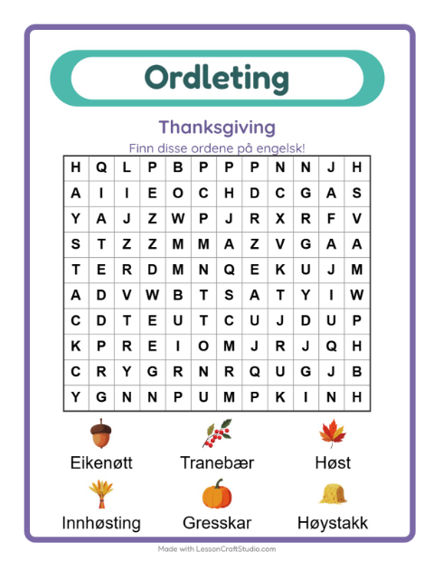 Engelsk ordleting – Thanksgiving