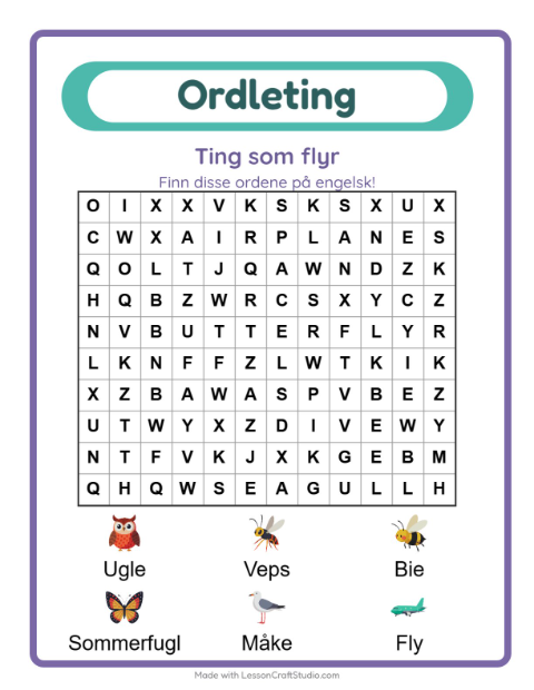 Engelsk ordleting – Ting som flyr