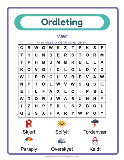 Engelsk ordleting – Vær