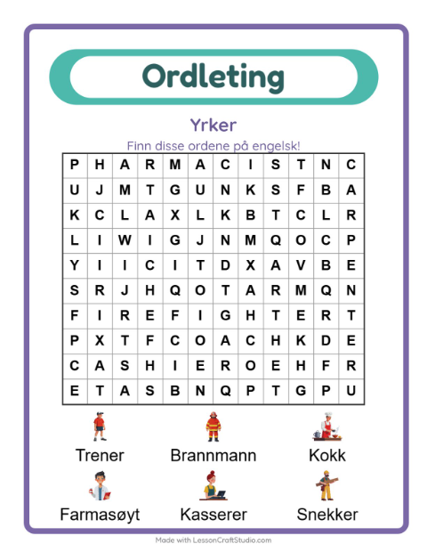 Engelsk ordleting – Yrker