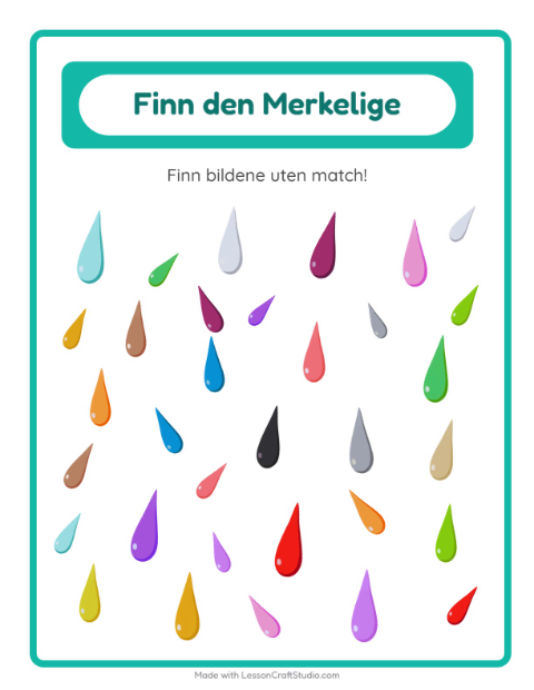 Forhåndsvisning av Finn Objektene-arbeidsark med Farger for Barnehage (5-7 år)