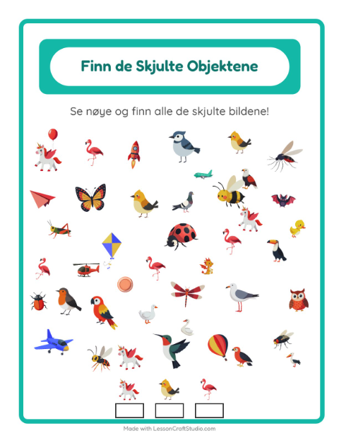 Forhåndsvisning av Finn Objektene-arbeidsark med Ting som flyr for Barnehage (5-7 år)