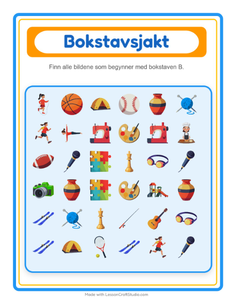 Forhåndsvisning av Finn Og Tell-arbeidsark med Aktiviteter for Barnehage (3-5 år)