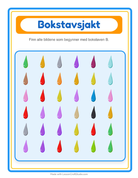 Forhåndsvisning av Finn Og Tell-arbeidsark med Farger for Barnehage (3-5 år)