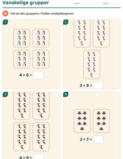 Gangetabellen på 4. trinn – tabeller, rader og kolonner og deling — 2