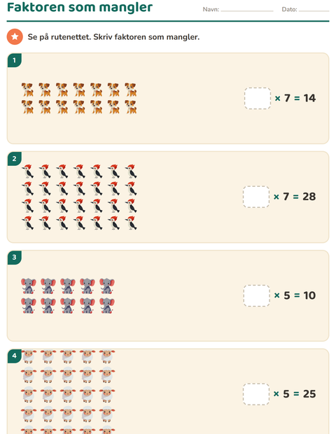 Gangetabellen på 4. trinn – tabeller, rader og kolonner og deling — 3