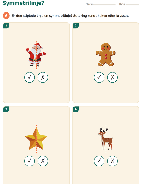 Forhåndsvisning av Geometri-arbeidsark med Jul for 2. trinn