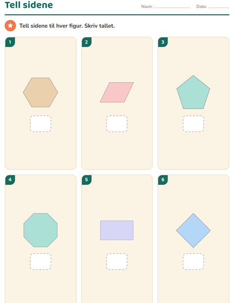 Geometri på 1. trinn – telle sider og sortere former — 3