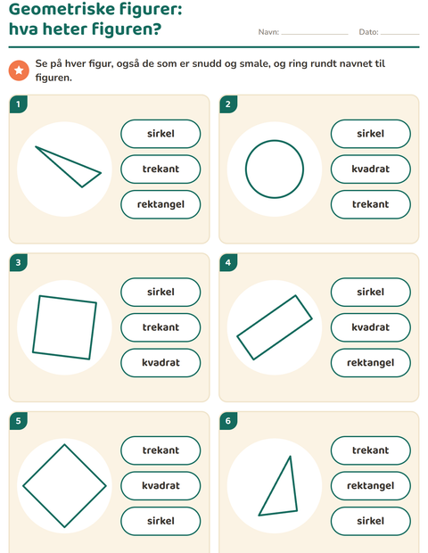 Geometriske figurer: hva heter figuren?