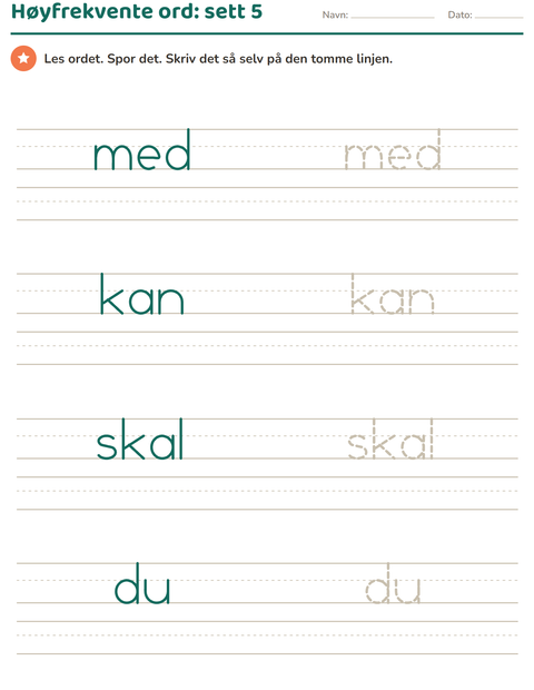 Høyfrekvente ord, sett 5: med, kan, skal og du