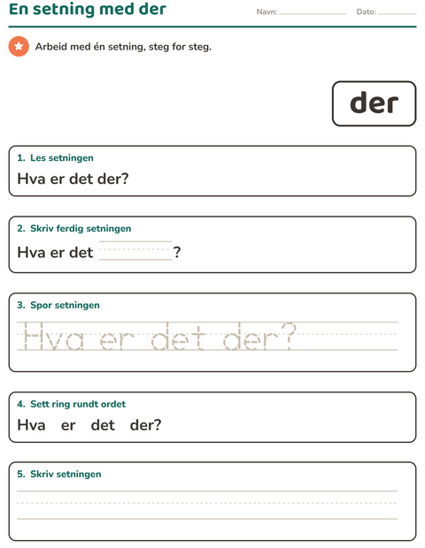 Forhåndsvisning av Høyfrekvente ord-arbeidsark for Barnehage (5-7 år)