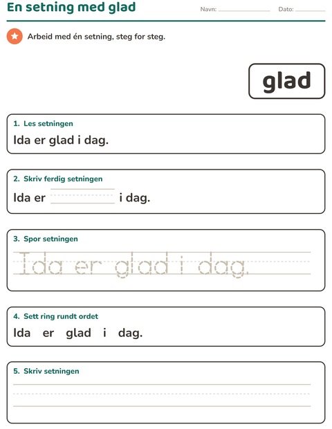 Forhåndsvisning av Høyfrekvente ord-arbeidsark for Barnehage (5-7 år)