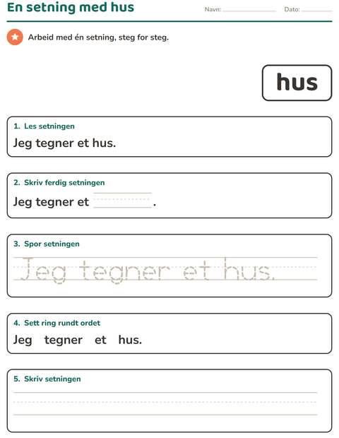 Forhåndsvisning av Høyfrekvente ord-arbeidsark for Barnehage (5-7 år)