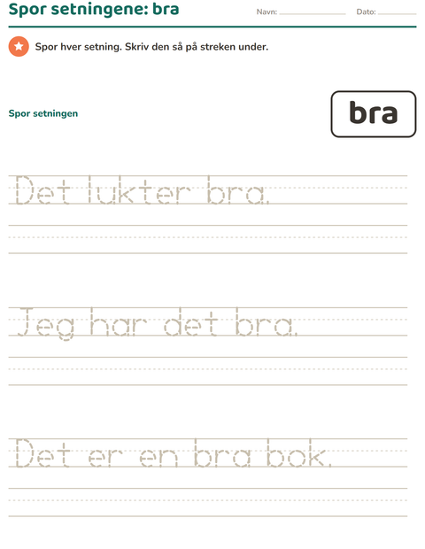 Forhåndsvisning av Høyfrekvente ord-arbeidsark for Barnehage (5-7 år)